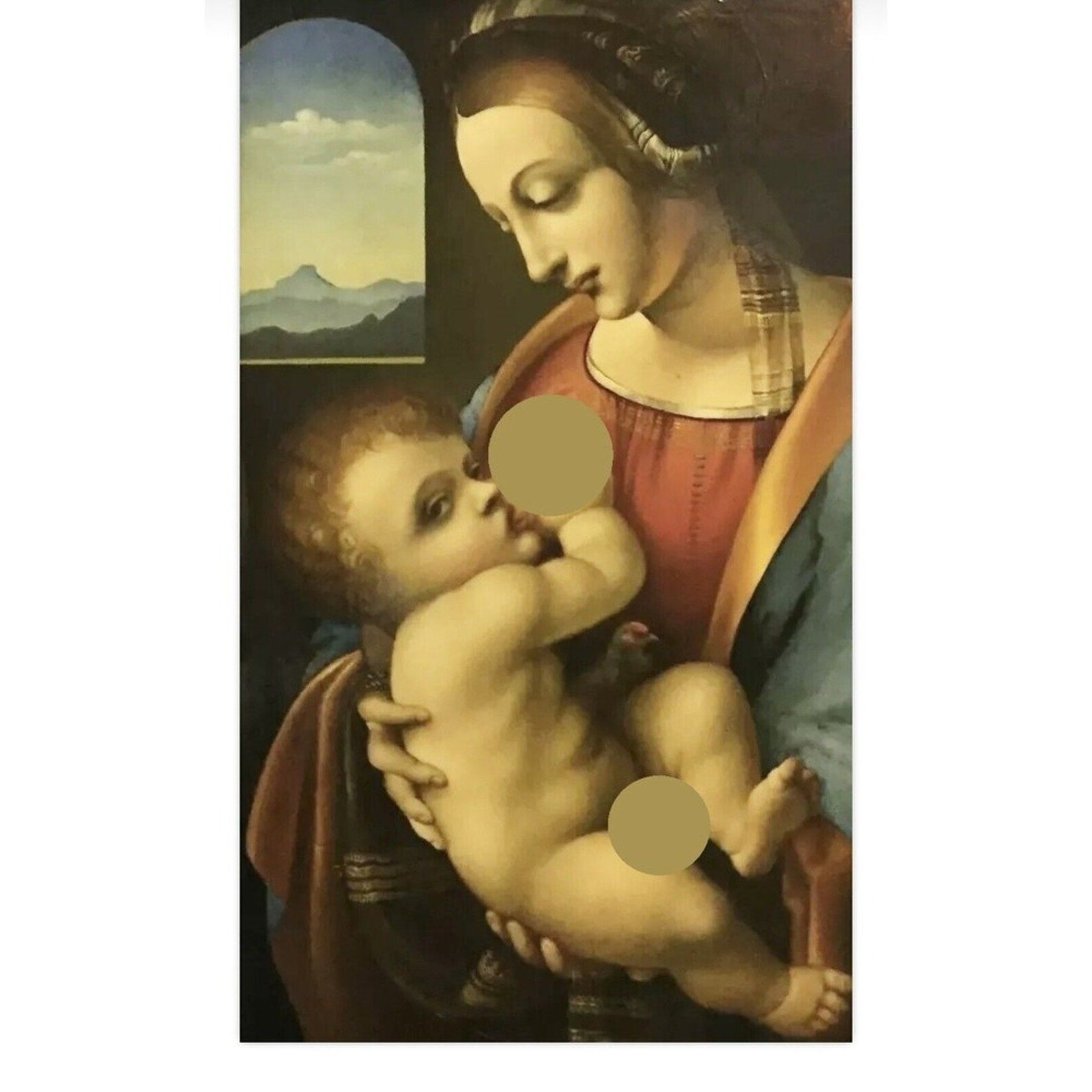 Antique Russian Art Palekh Madonna Litta Icon Lacquer Wood Inspired By Da Vinci