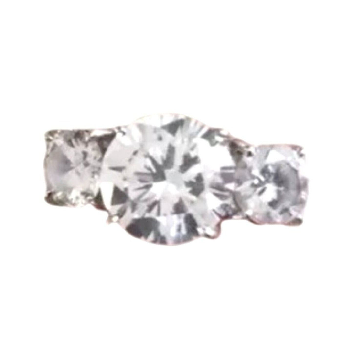 Women's Ring 6tcw 3 Round Cut CZ Cubic Zirconia Sterling Silver 925