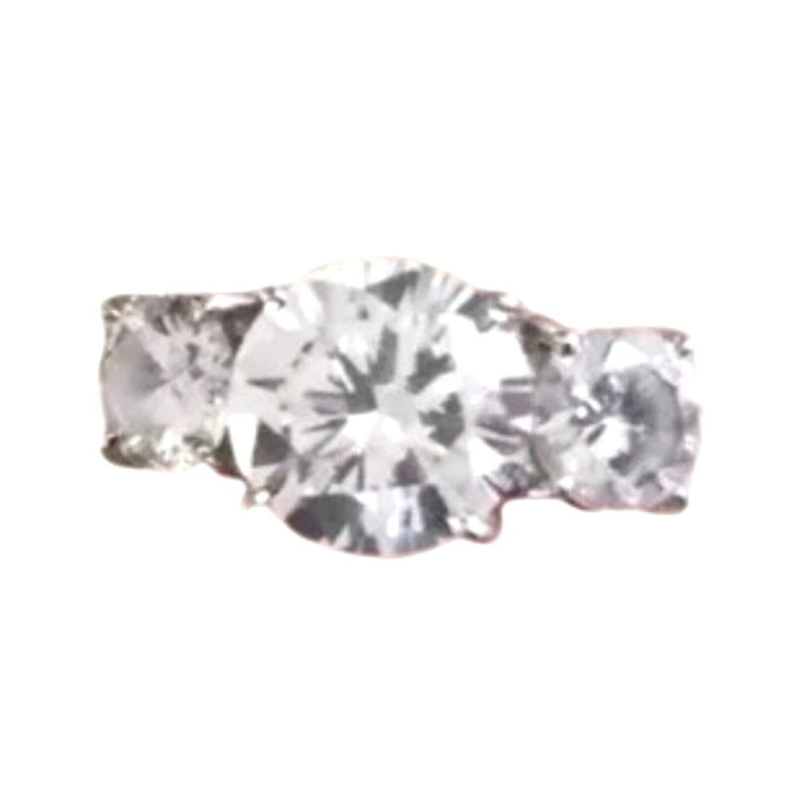 Women's Ring 6tcw 3 Round Cut CZ Cubic Zirconia Sterling Silver 925
