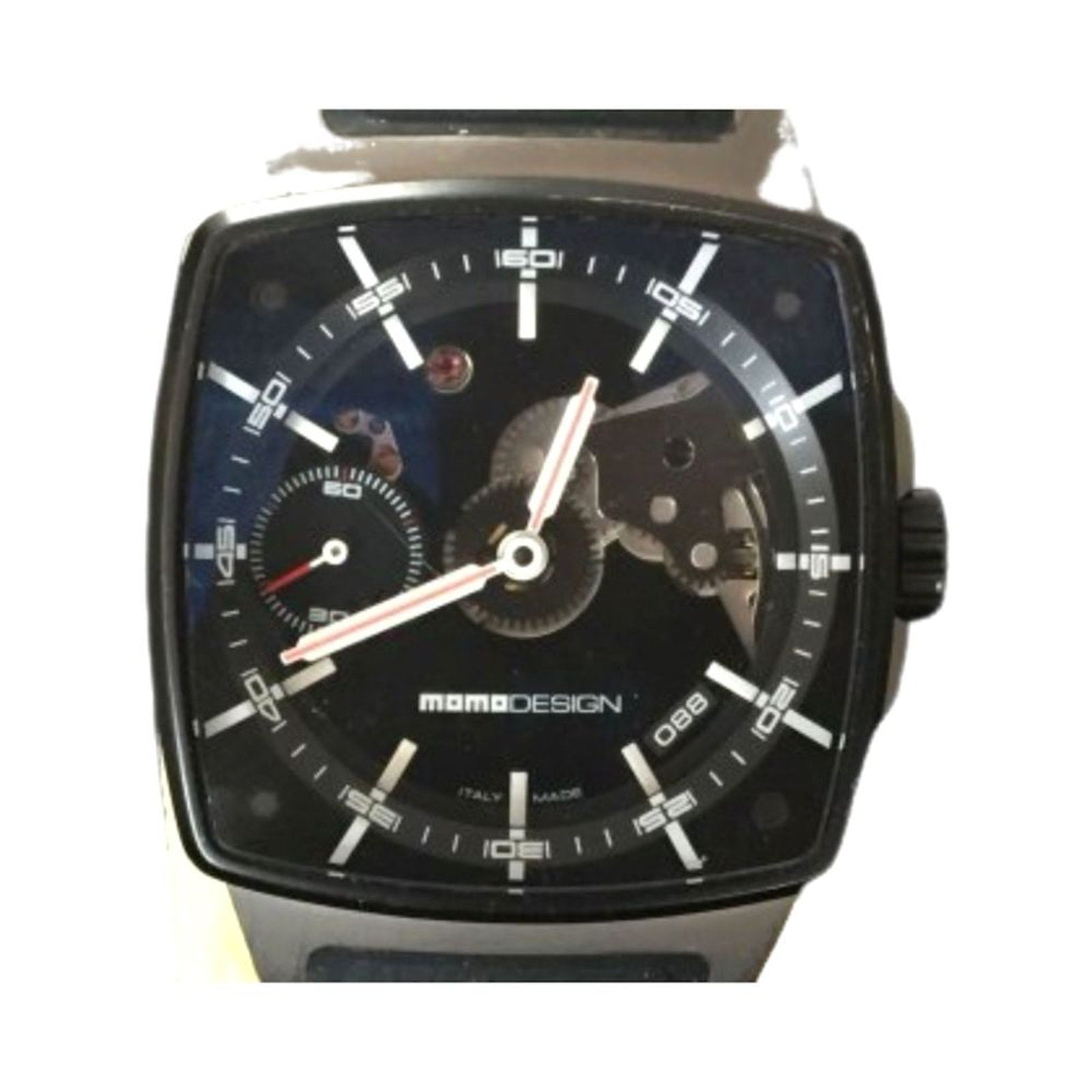 Momo Design Men`s Wrist Watch Double Skeleton Mechanical Titanium Italy