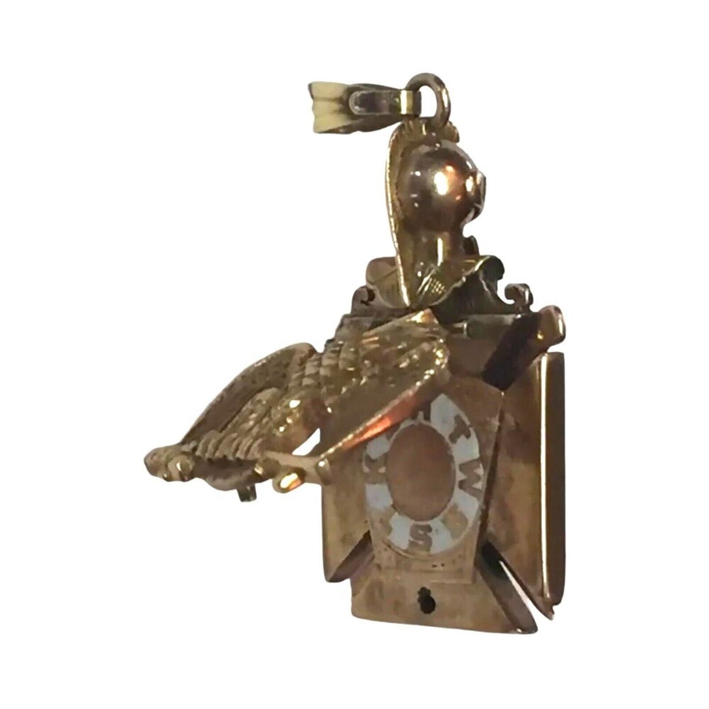 Antique Masonic Knight 32nd Degree Diamonds Onyx 14K Gold Pendant Medallion