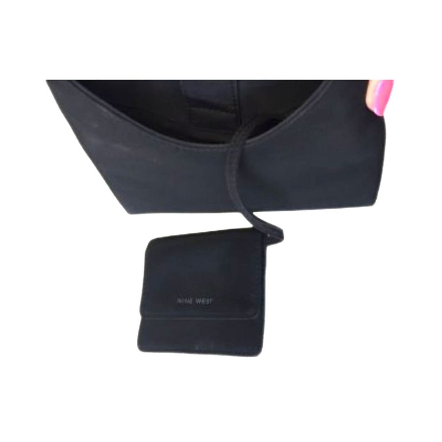 Nine West Women Sleek Black Shoulder Bag Coin Purse Party Cocktail Black Clutch