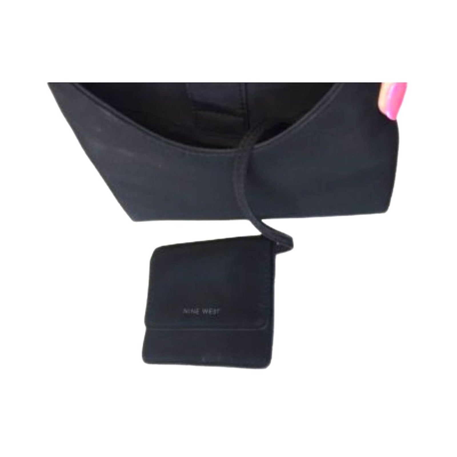 Nine West Women Sleek Black Shoulder Bag Coin Purse Party Cocktail Black Clutch