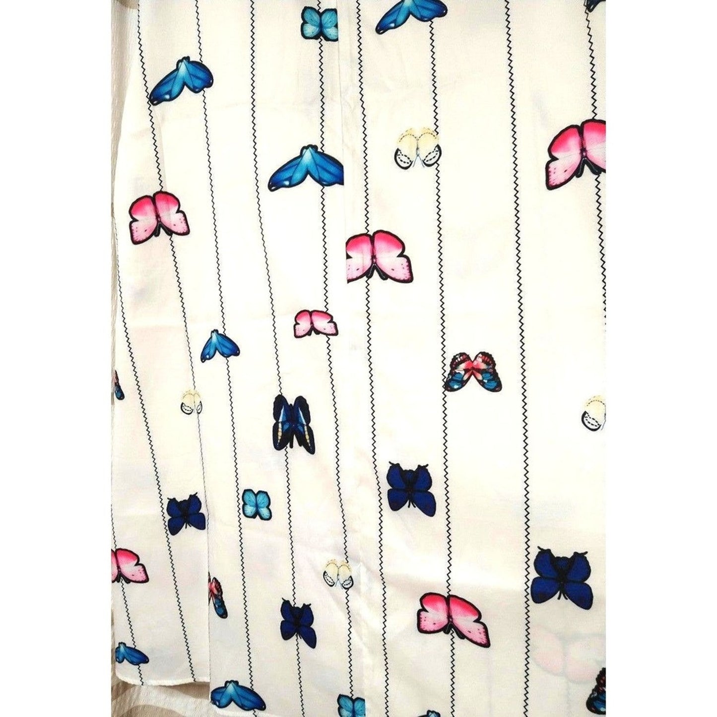 White Butterflies Maxi Dress with Pockets Size L Sleeveless