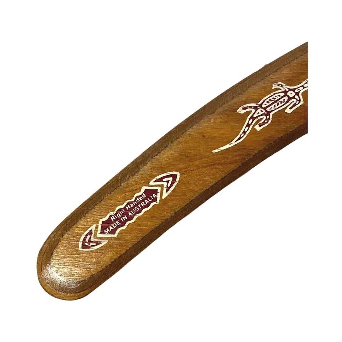 Australian Wood Boomerang Steve 1984 Hand Carved Kangaroo Lizard Signed