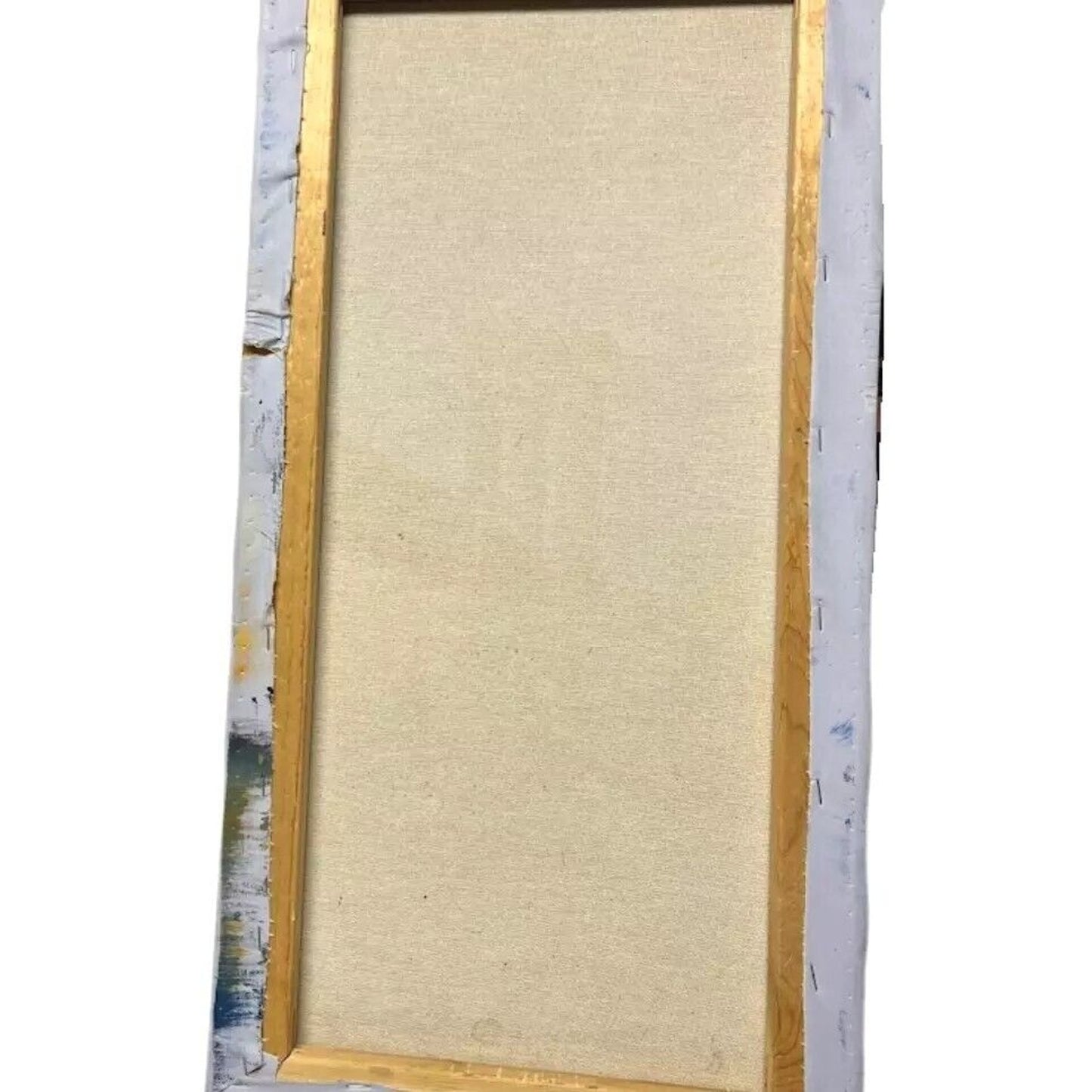 P. Hunter "Golden Bridge NY" Painting Oil on Canvas Blue Fine Art Signed