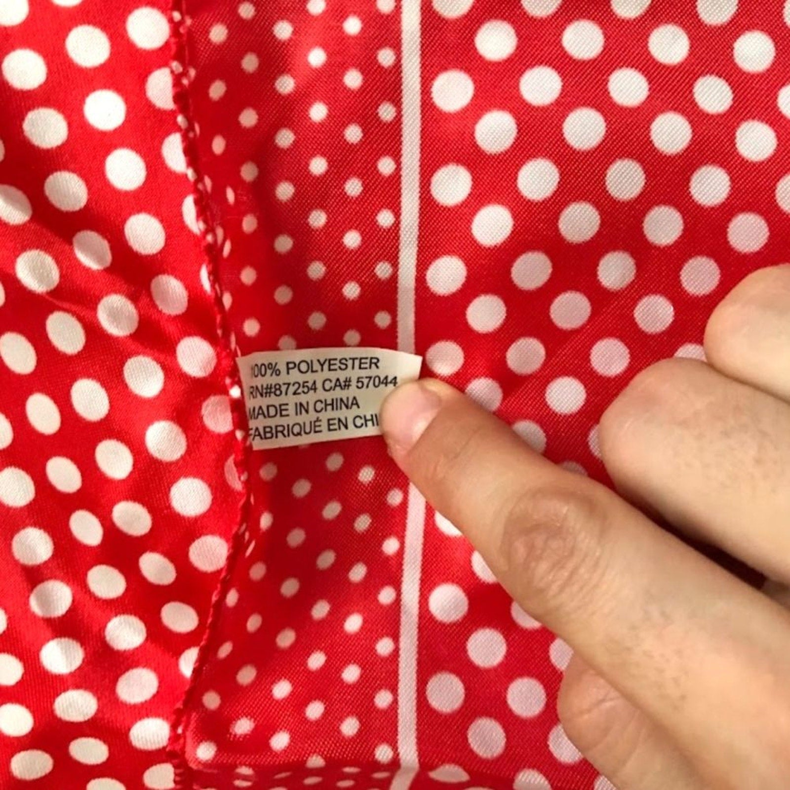 Women`s Small Square Scarf Bandana Red White Polka Dot Headwear Neck Scarf