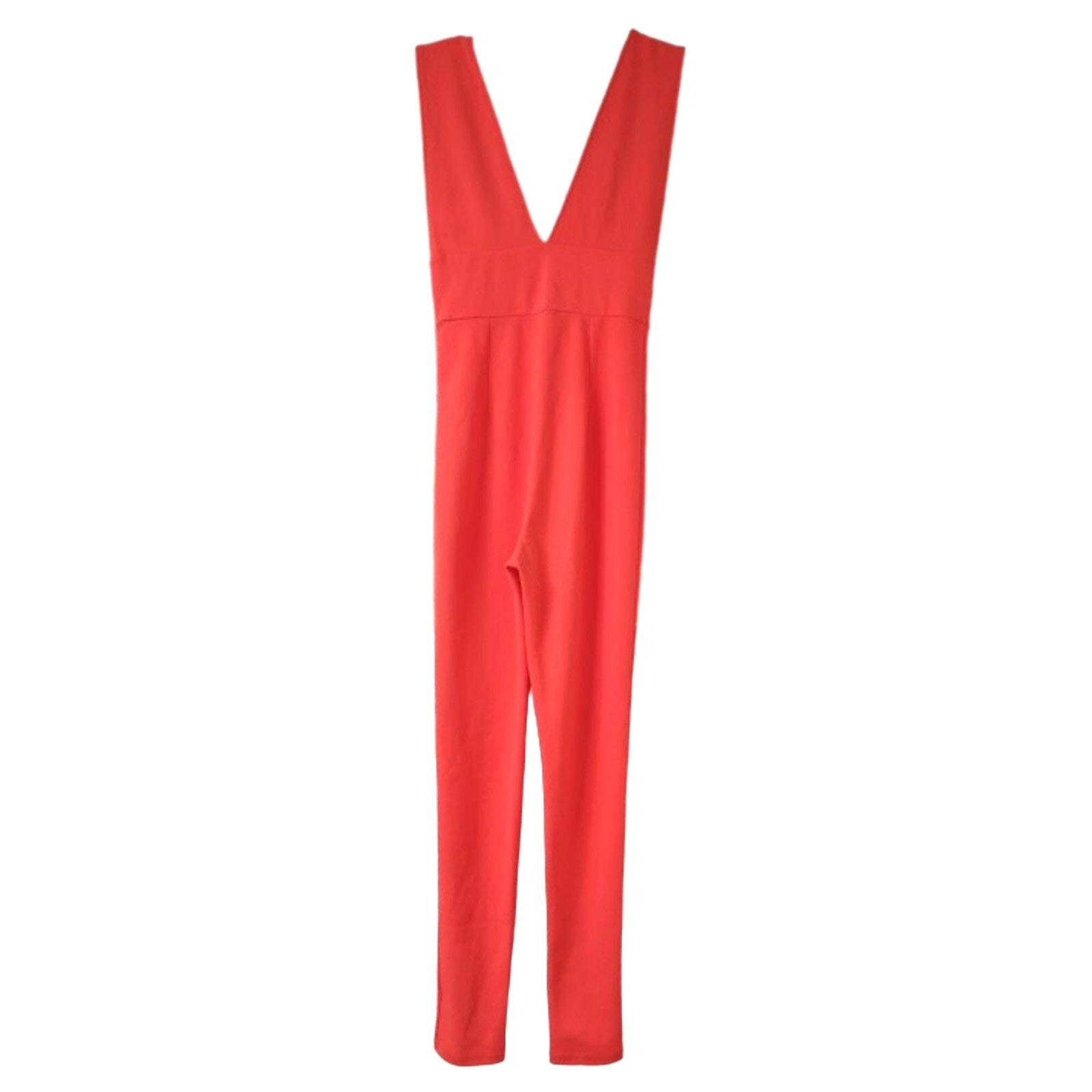 Win Win Apparel Women's Orange Romper Jumpsuit Size XS Sleeveless V-Neck