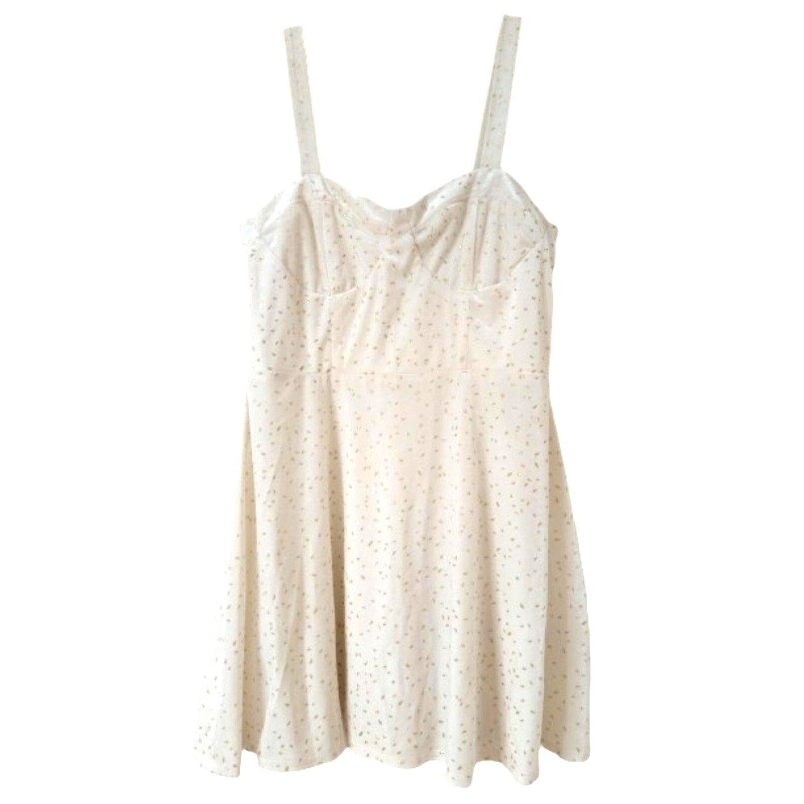Speechless Fit & Flare White Gold Flakes Mini Women's Dress Size L Sleeveless