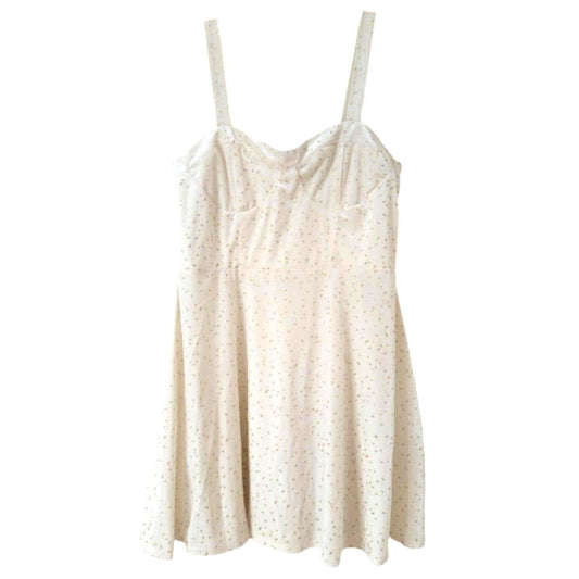 Speechless Fit & Flare White Gold Flakes Mini Women's Dress Size L Sleeveless
