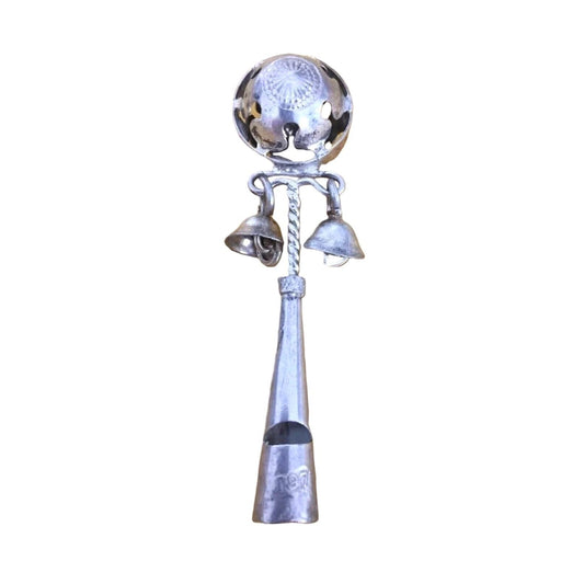 Antique Baby Rattle Whistle Bells Sterling Silver Victorian