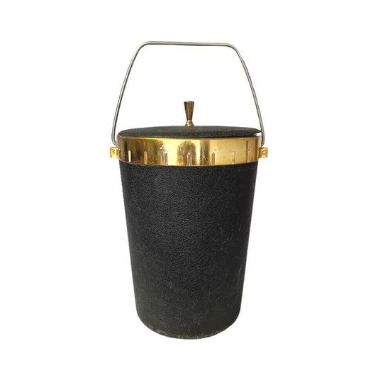 Vintage Black Ice Bucket Insulated Plastic Made in USA Plas Tex