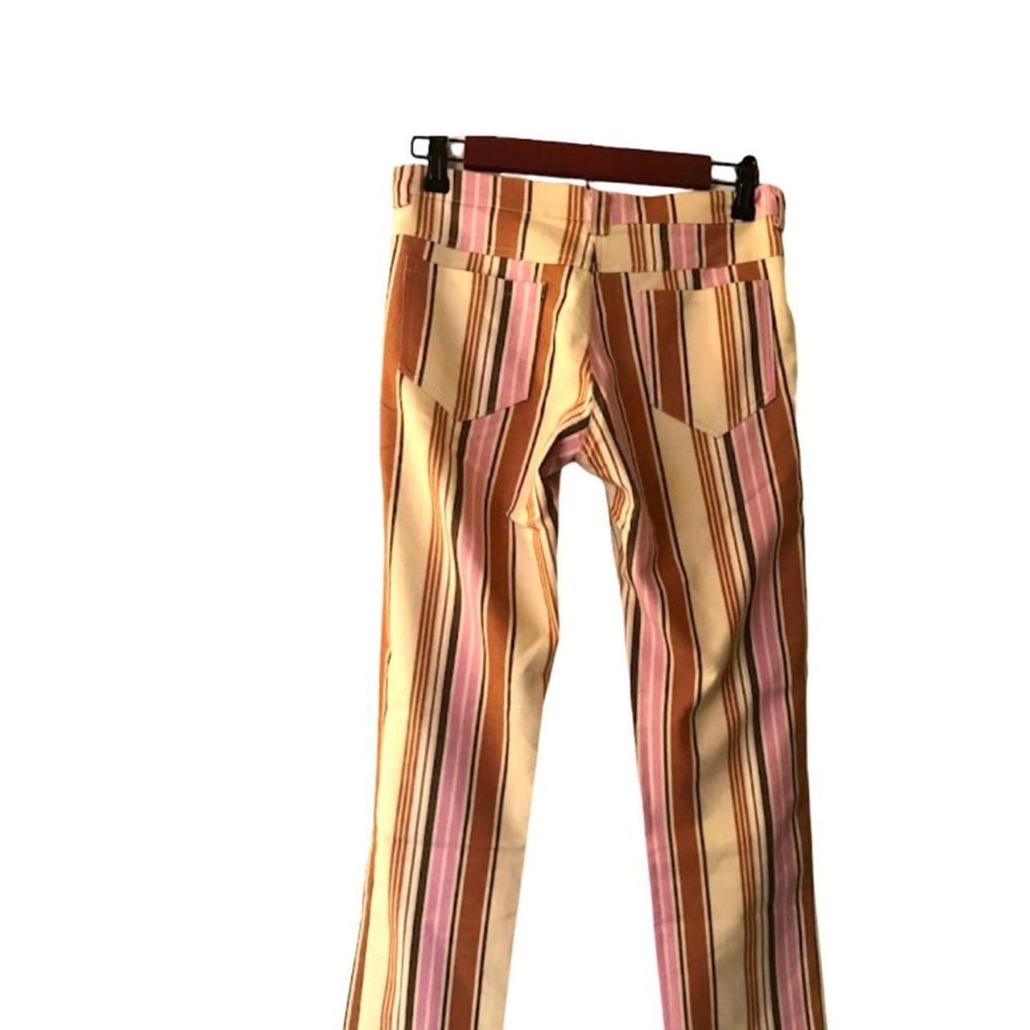Boomode Women`s Pants Stripes Beige Pink Brown Sz Eu1 Us S