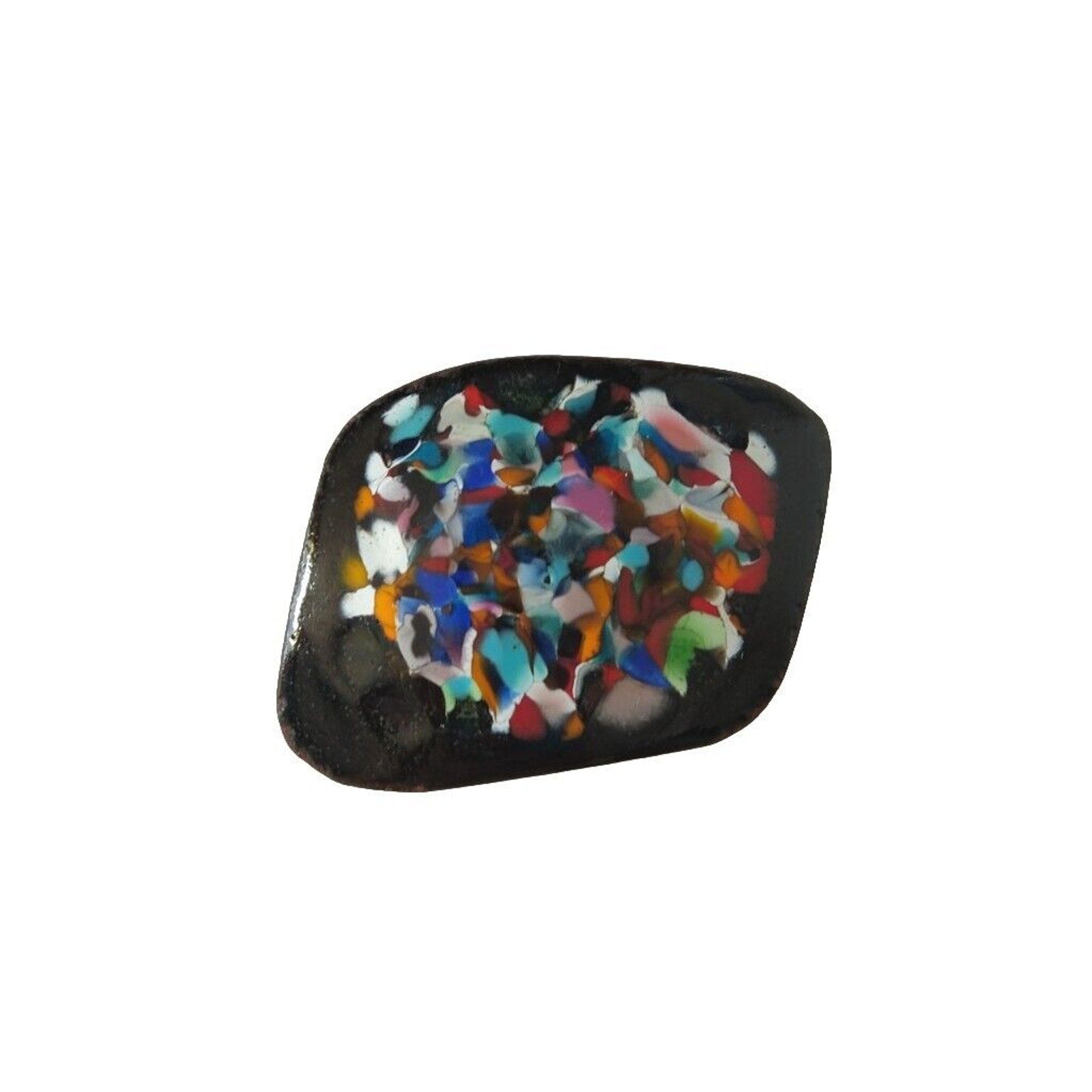 Vintage Women's Brooch Pin Abstract Black Enamel Austria Estate Fashion Jewelry