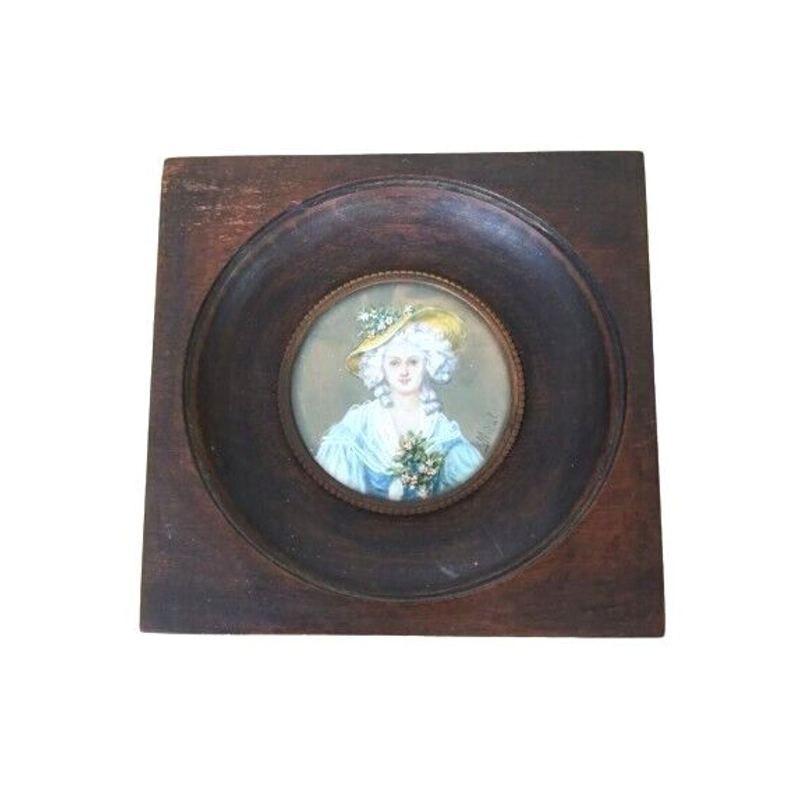 Antique French Miniature Painting Madame Elizabeth Louis Sister Signed Fine Art