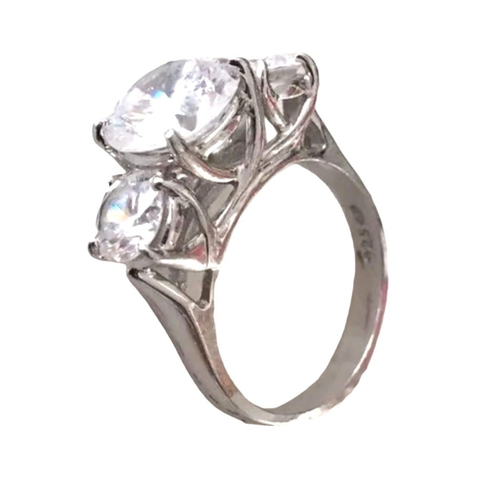 Women's Ring 6tcw 3 Round Cut CZ Cubic Zirconia Sterling Silver 925