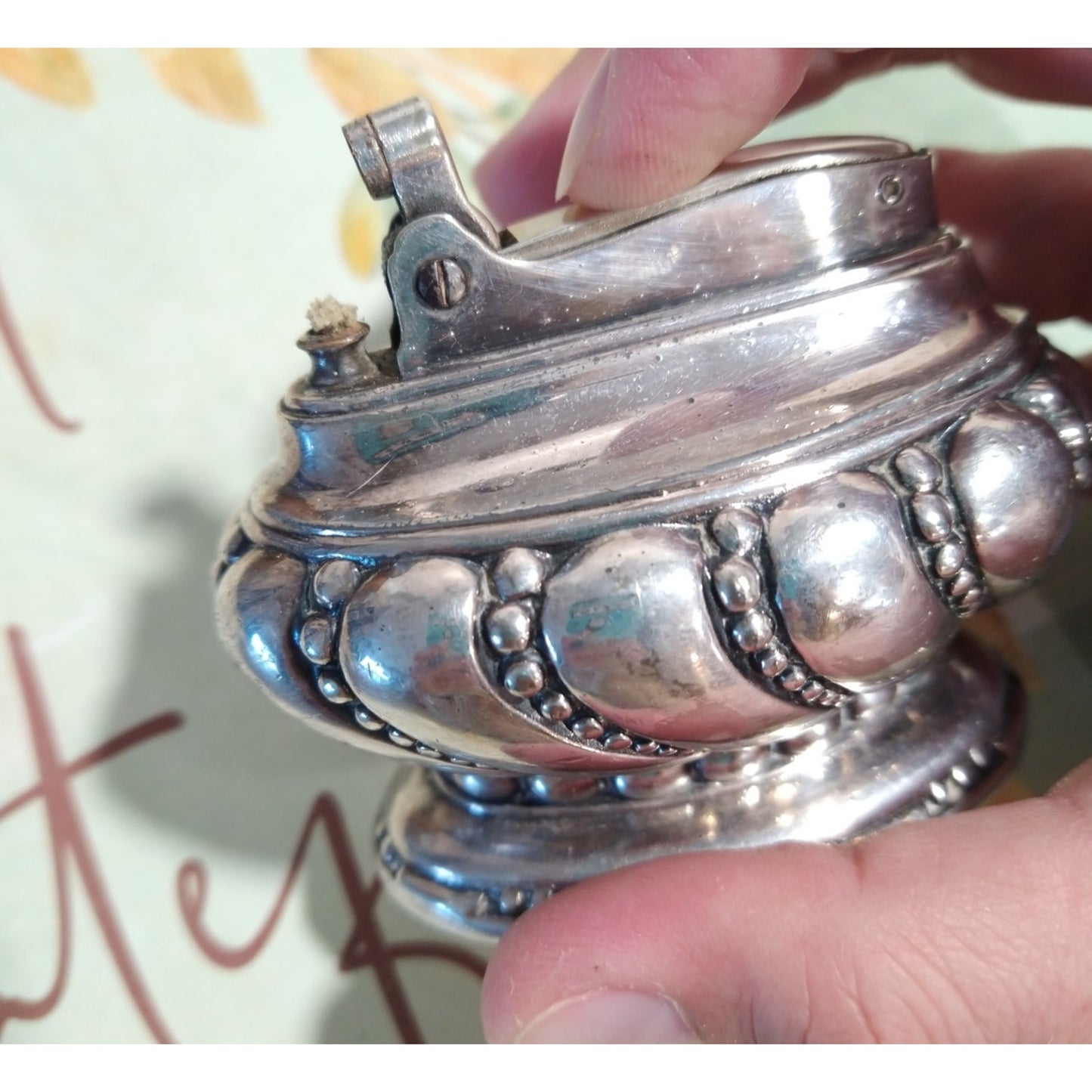 Vintage Ronson “Crown” Silver Plate Table Lighter Wick