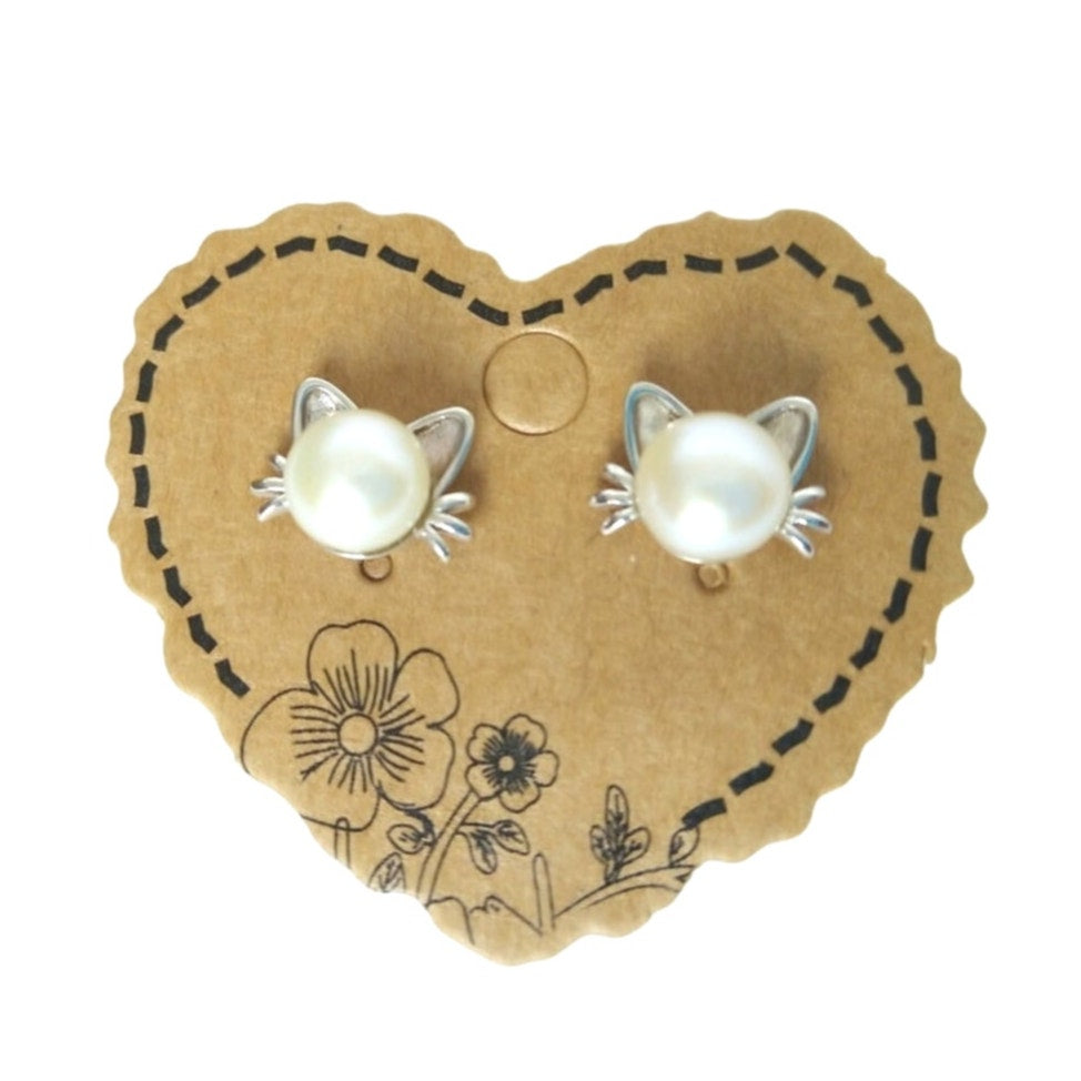 6mm Freshwater Pearls Cat Stud Earrings Sterling Silver S 925 Post