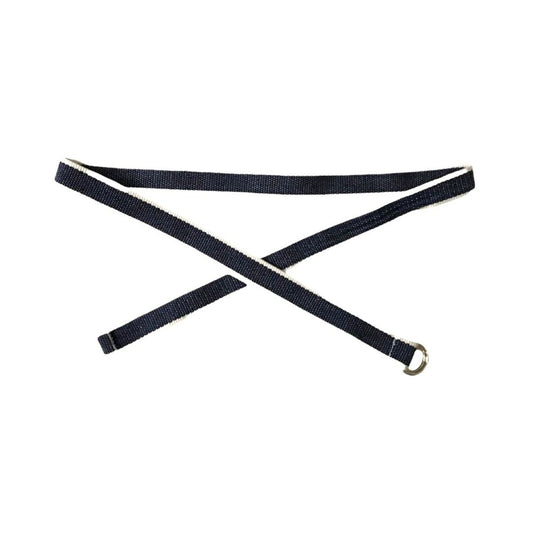 Vintage Women`s Belt Dark Navy Blue Fabric White Border