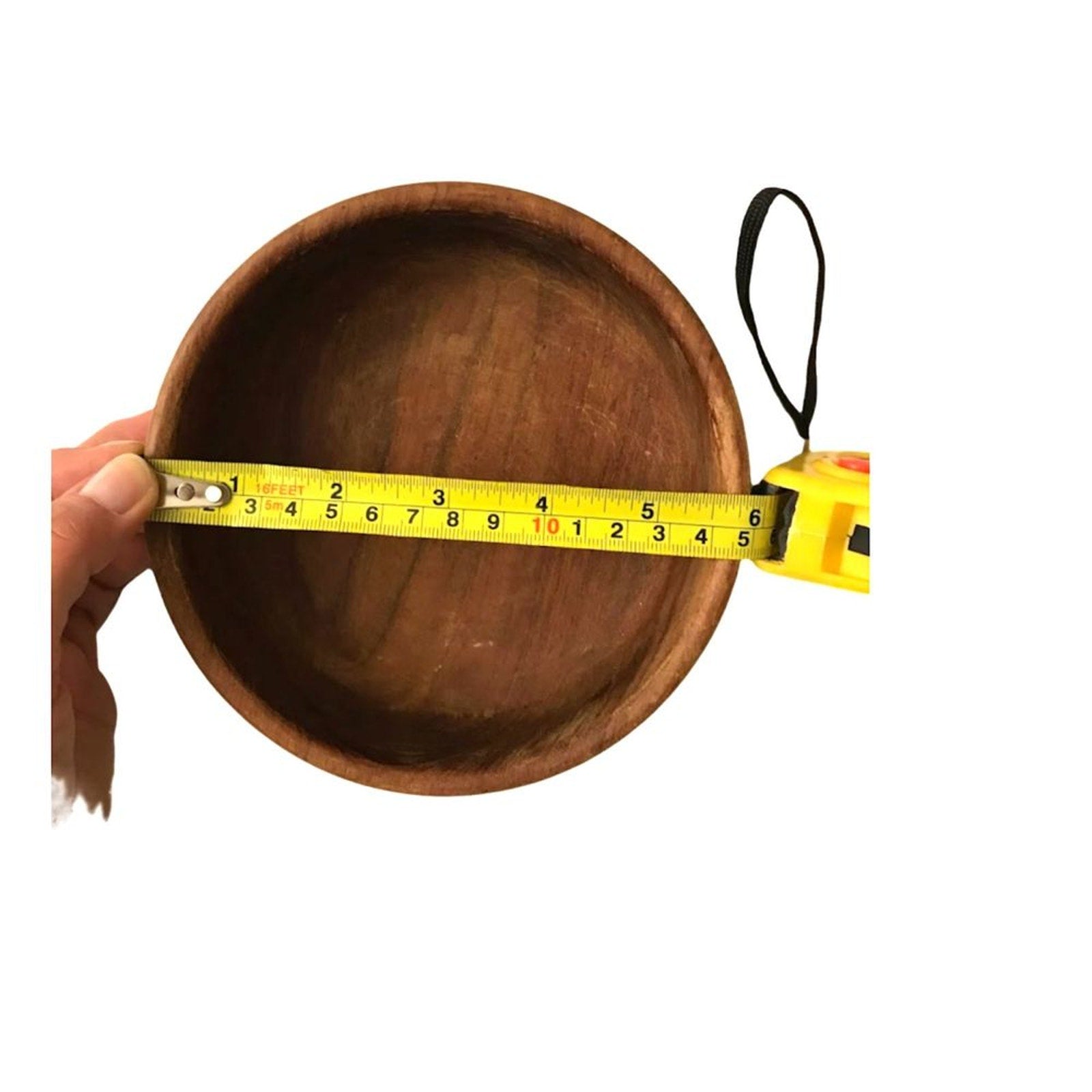 Vintage Wooden Serving Deep Plate Bowl Round Brown Dinning