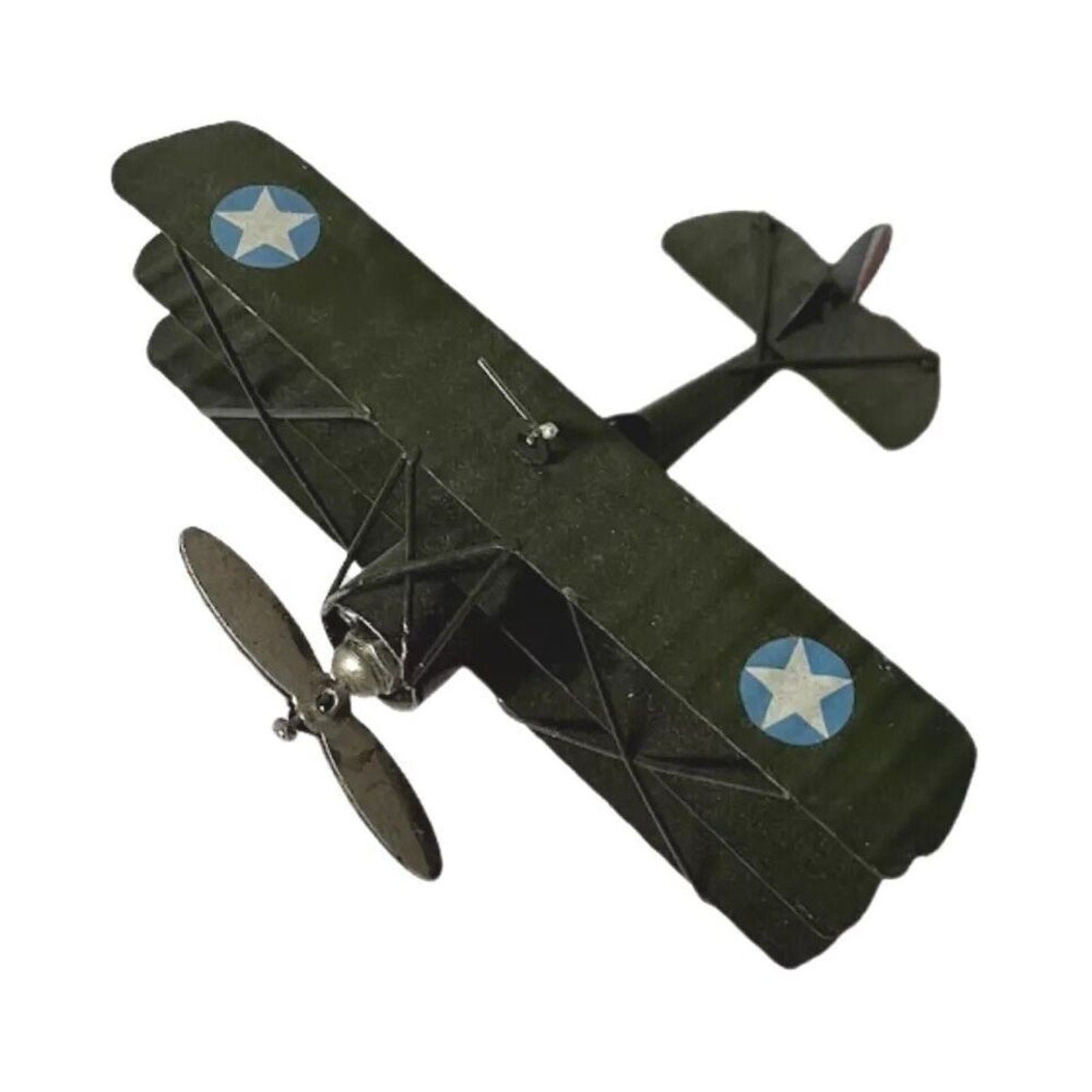 Three Wing Metal Plane Airplane Collector Military Aircraft Decor Model Green