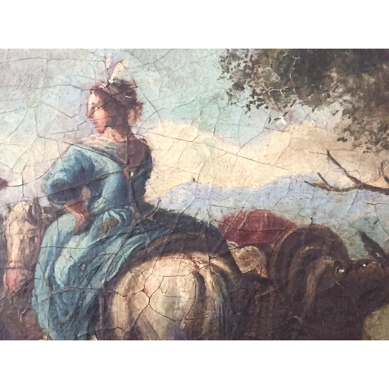Painting Antique Dutch Oil On Canvas Ladies Fine Art 18th Century Framed Baroque