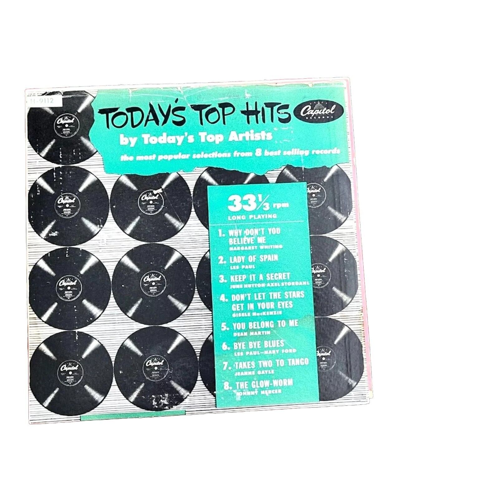 Today`s Top Hits By Todays Top Artists LP Vinyl 10`` CAPITOL H-9112 Vintage