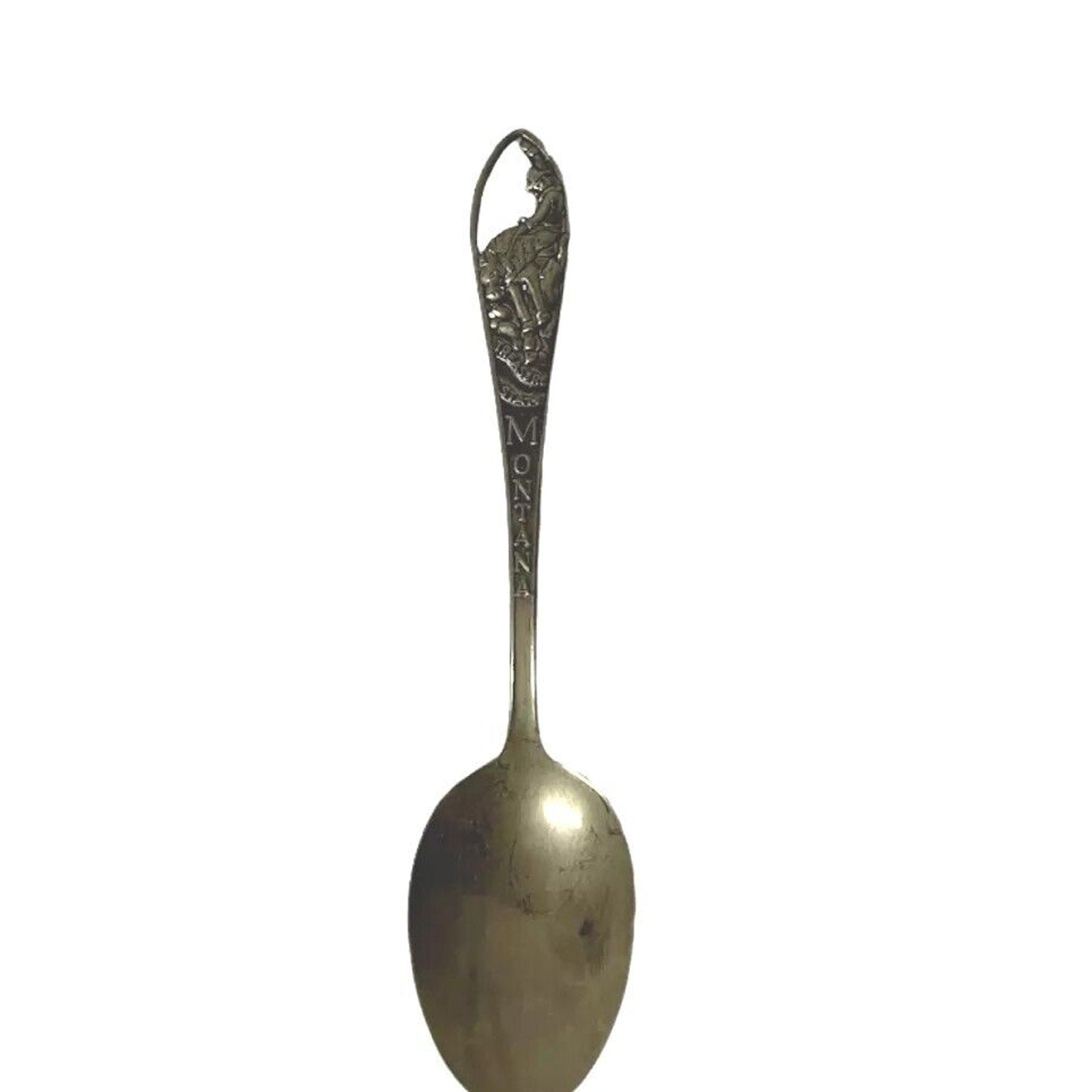 Antique Montana Souvenir Small Spoon Teaspoon Baby Spoon Silver Plated