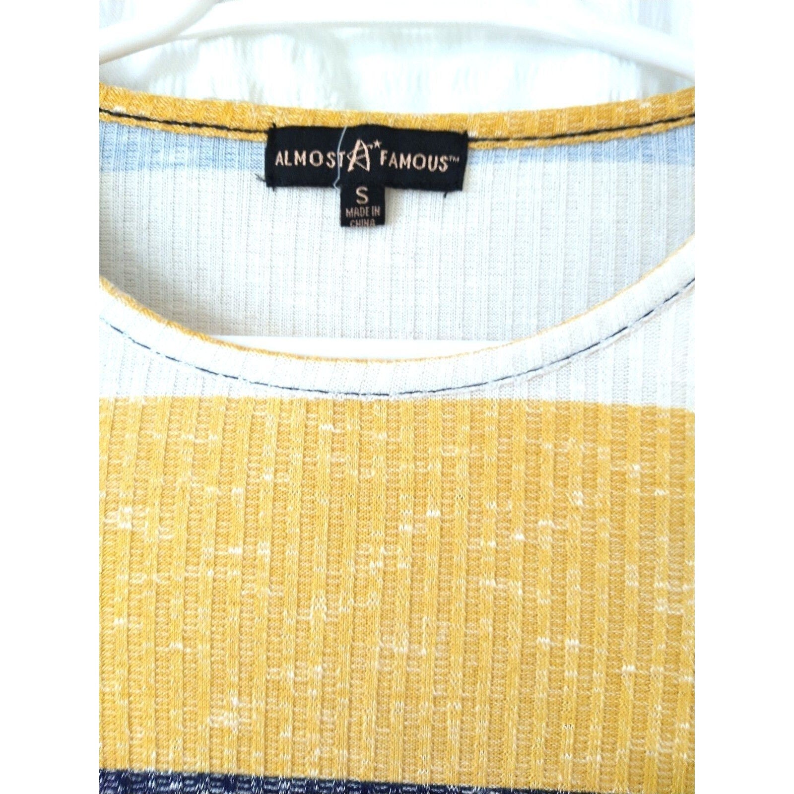 Almost Famous yellow long sleeve short crew neck sweatshirt S