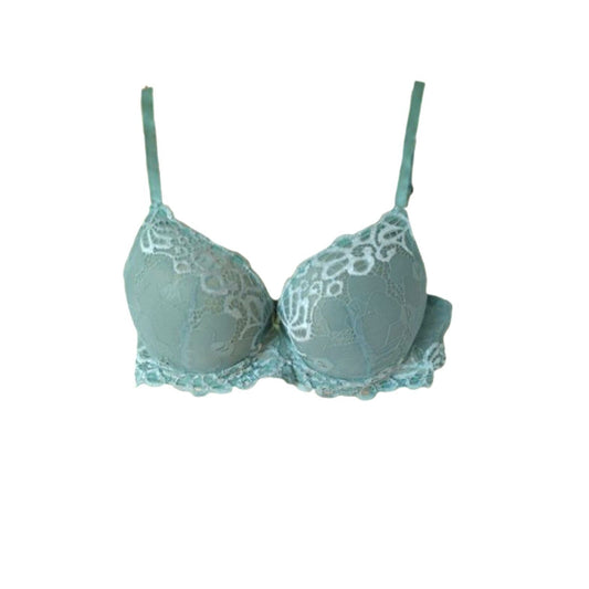 Hush intimates 34C women's push up bra green lace