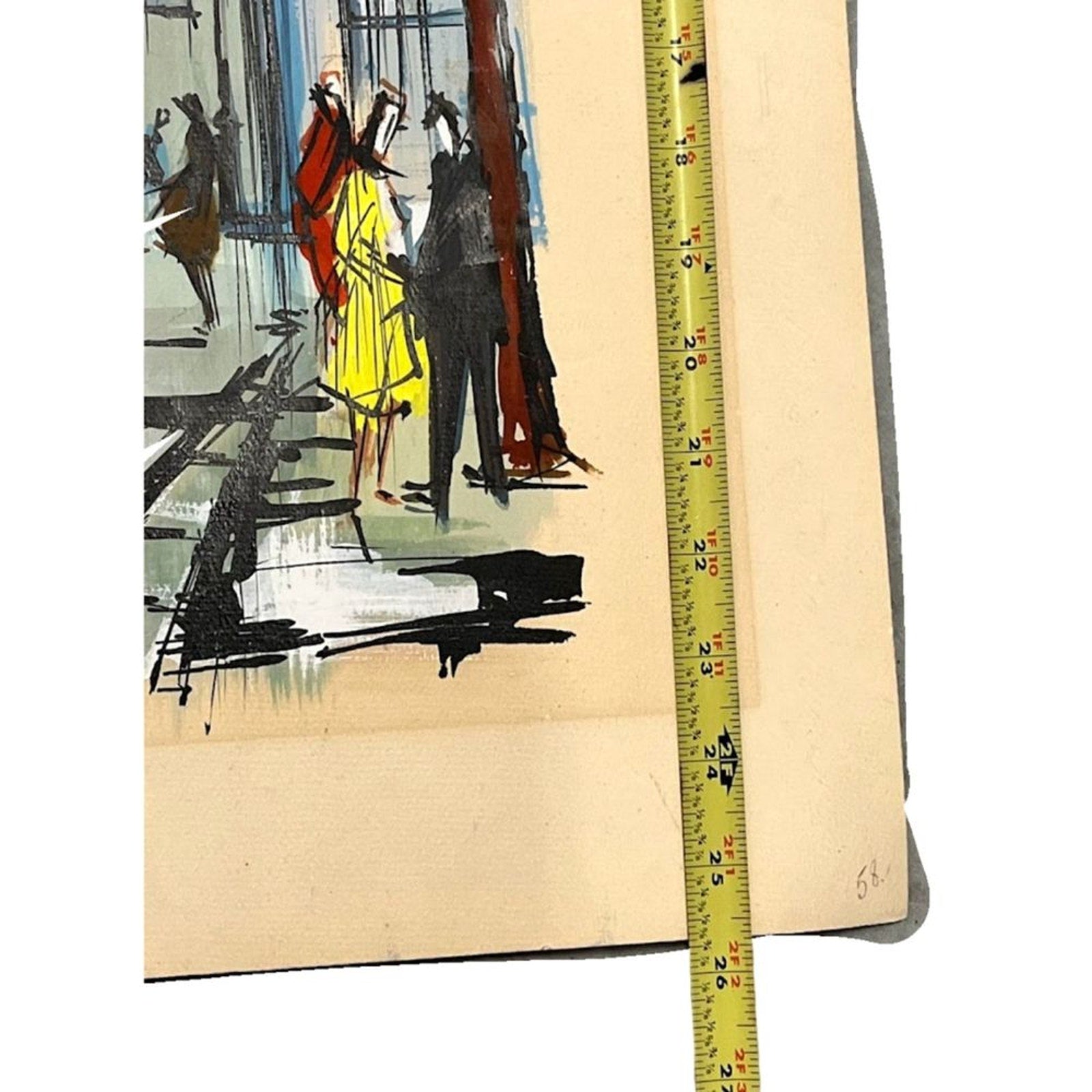 Original Watercolor by F Claude Sacre Coeur and Paris Street Scene Antique