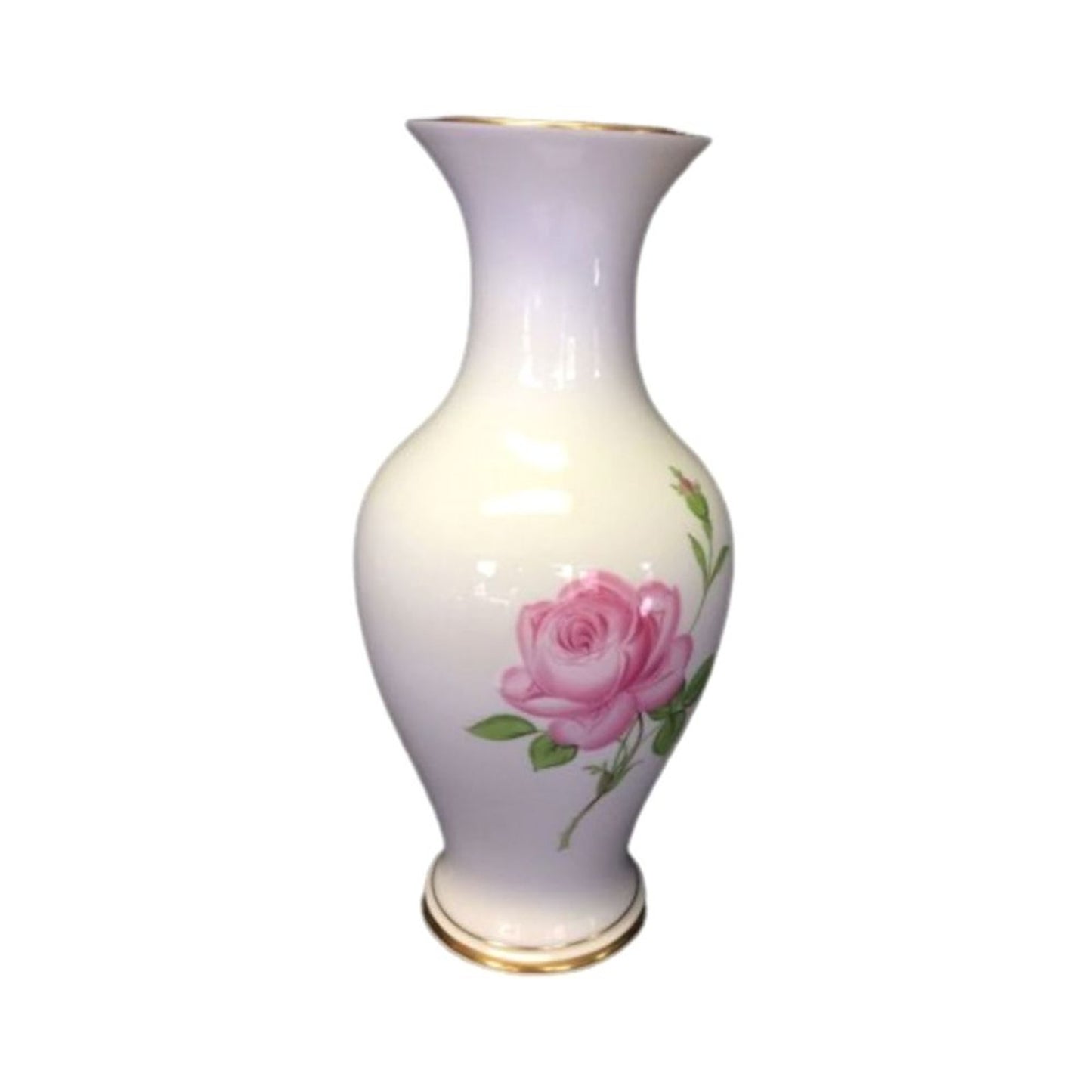 Antique Meissen Pink Rose Vase 1934-1945 Fine White Porcelain Original German