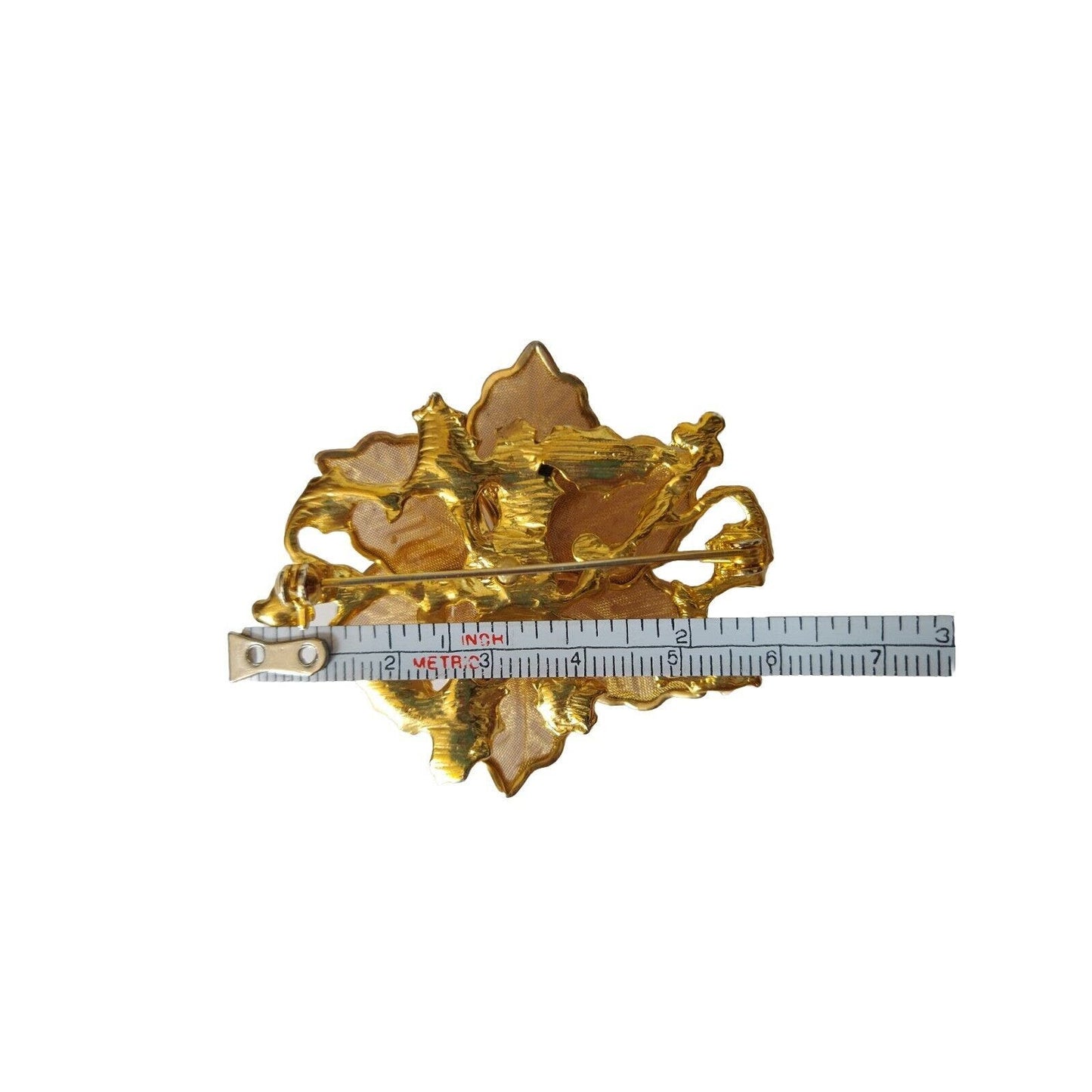 KC Women's Flower Brooch Pin Gold Tone Enamel Designer Signed Fashion Jewelry