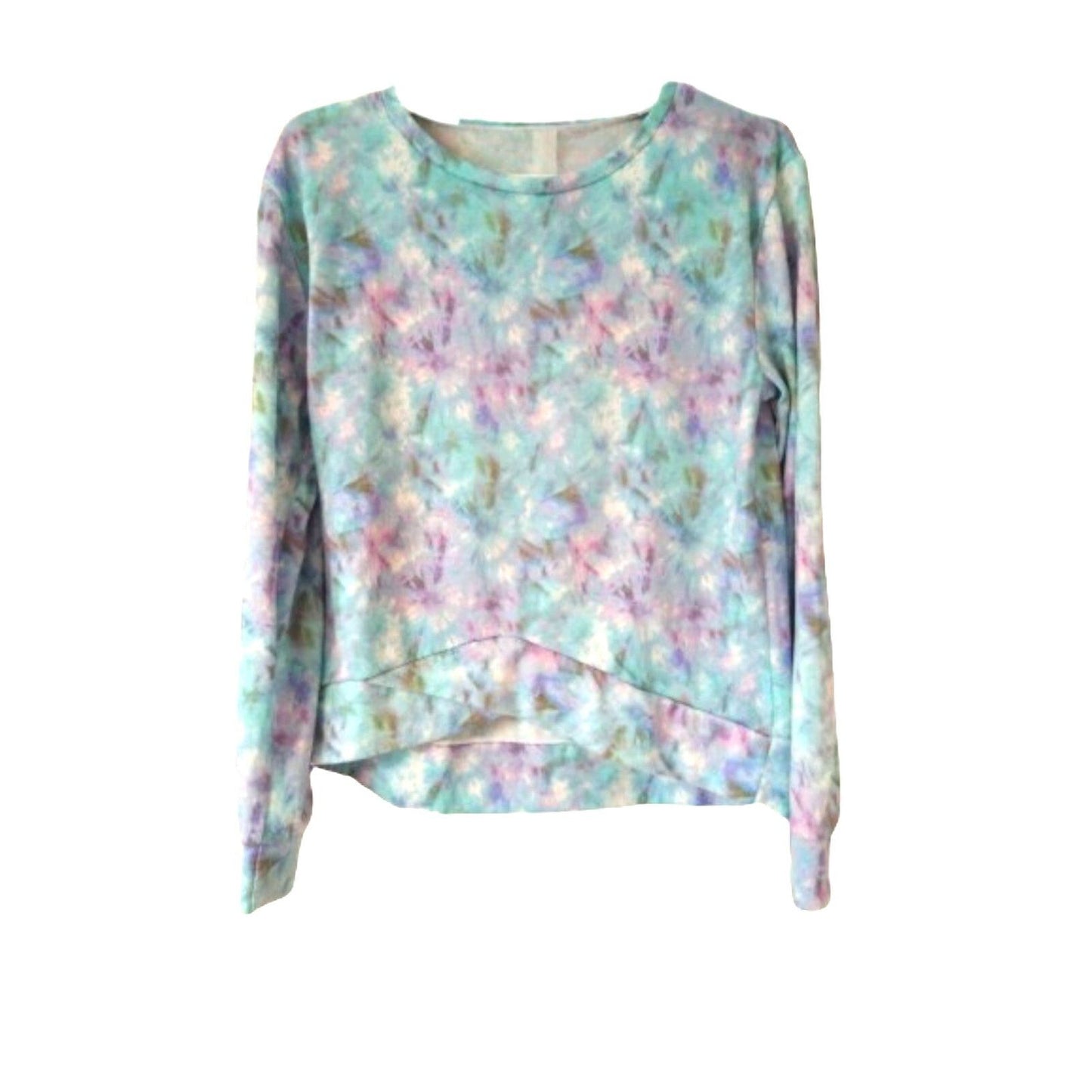 Long Sleeve light blue lilac women's blouse top crewneck M