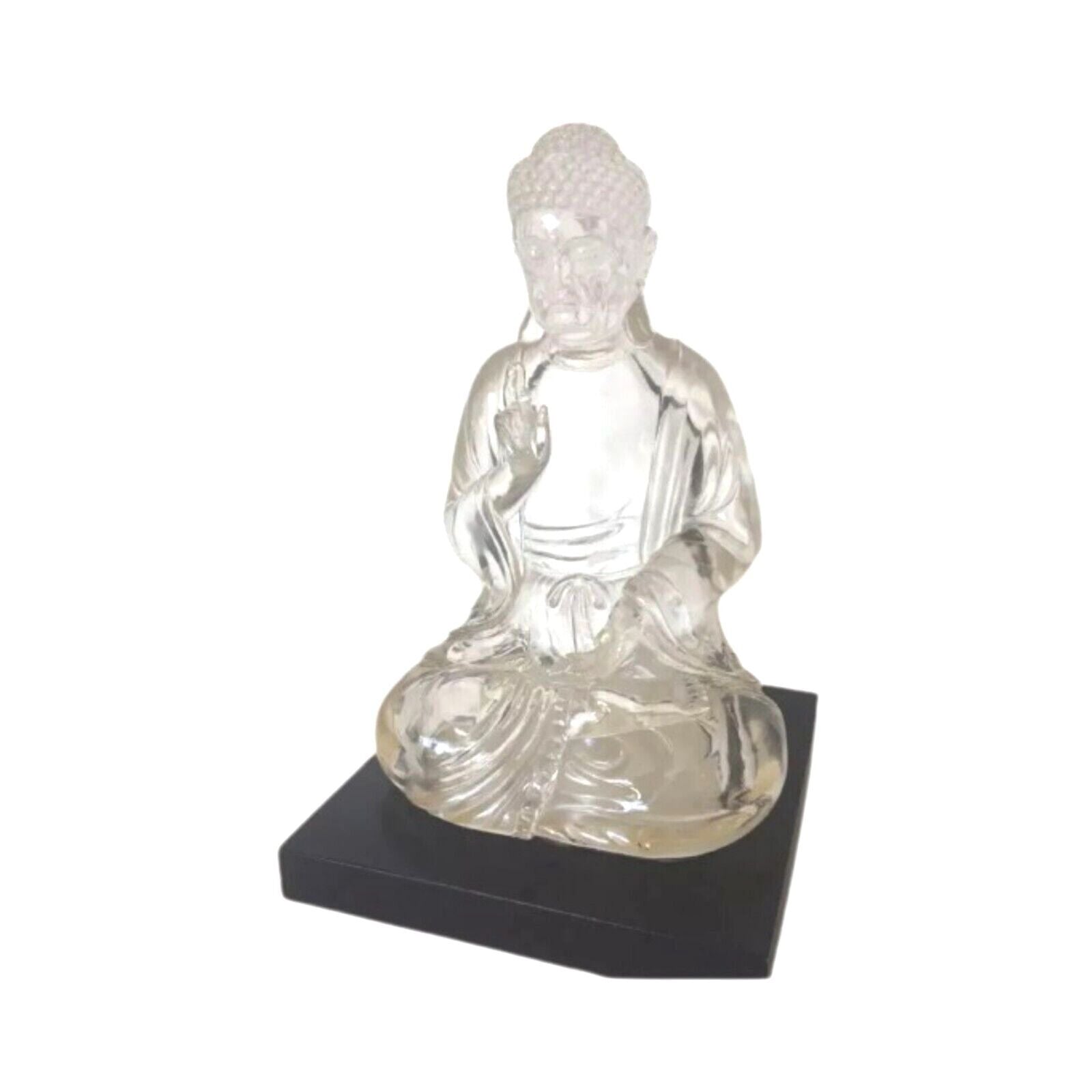 Vintage Lucite Sitting Buddha Statue – Elegance in Translucent Sculpture