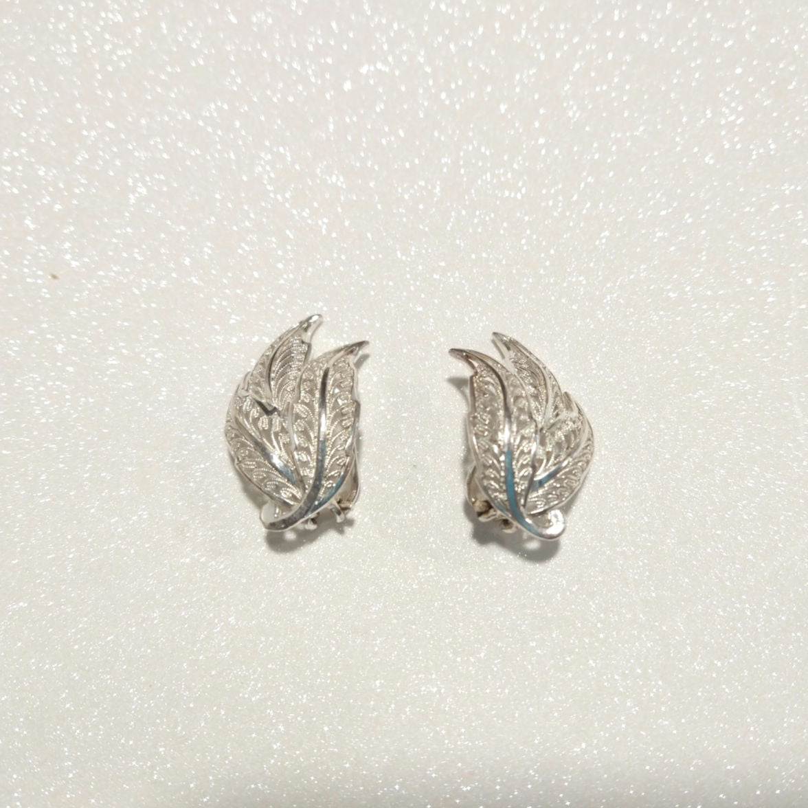 Vintage Alice Caviness Sterling Silver 925 Filigree Earrings Leaves Clip Vintage