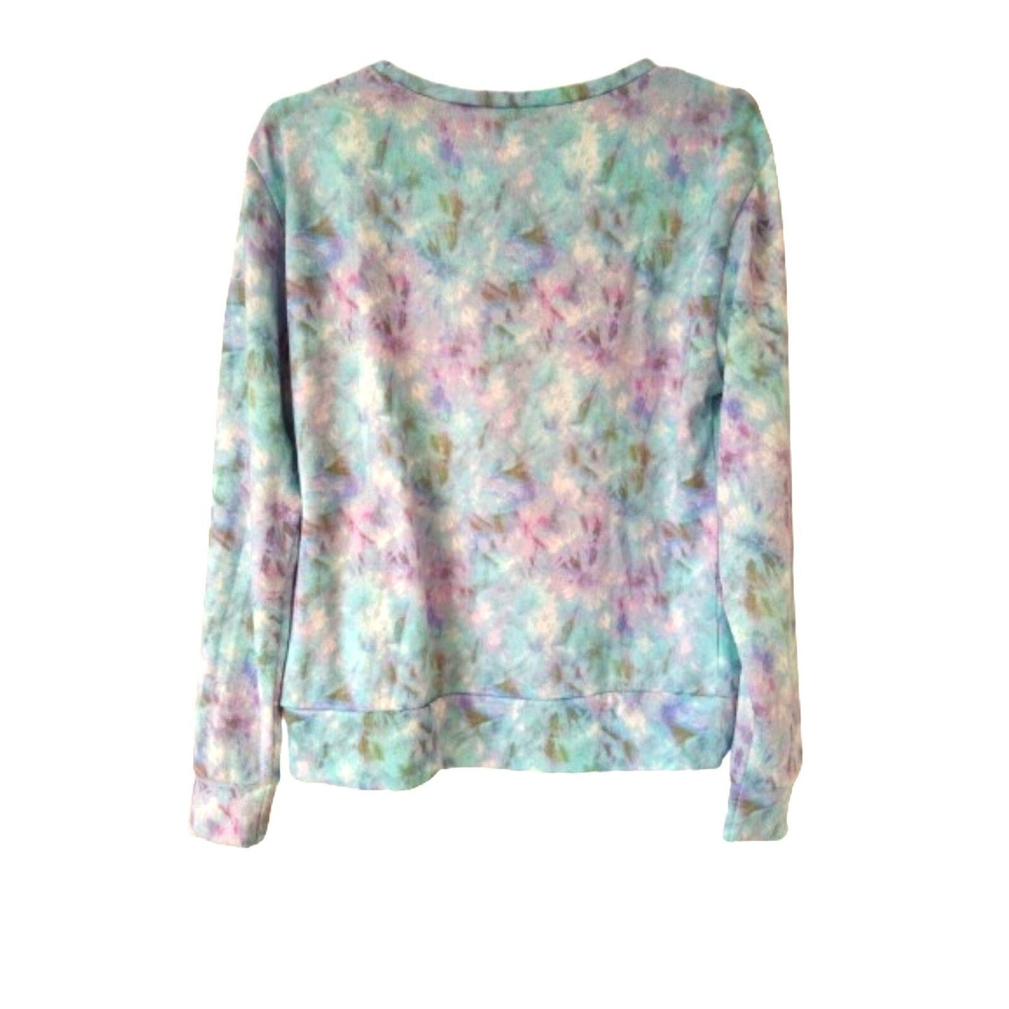 Long Sleeve light blue lilac women's blouse top crewneck M