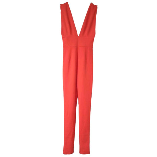 Win Win Apparel Women's Orange Romper Jumpsuit Size XS Sleeveless V-Neck