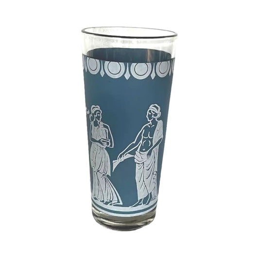 Vintage Wedgewood Style Blue Jasperware Style Glasses Mid Century Greek Design
