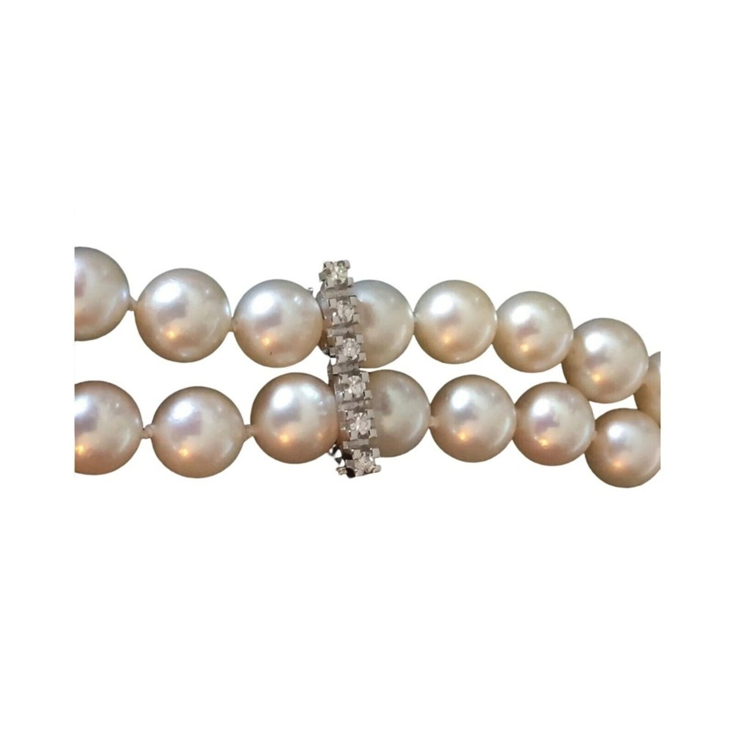 Vintage Estate Natural Pearls Necklace with Diamonds,Blue Sapphires White Gold