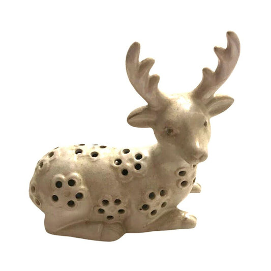 Ceramic White Deer Buck Potpourri Sachet Holder Reindeer