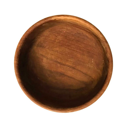 Vintage Wooden Serving Deep Plate Bowl Round Brown Dinning