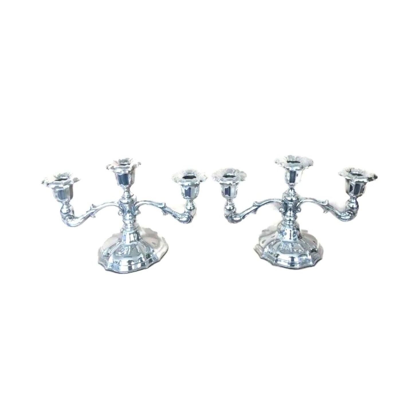 Antique Sterling Silver Candelabras Pair Candle Holders Art Nouveau