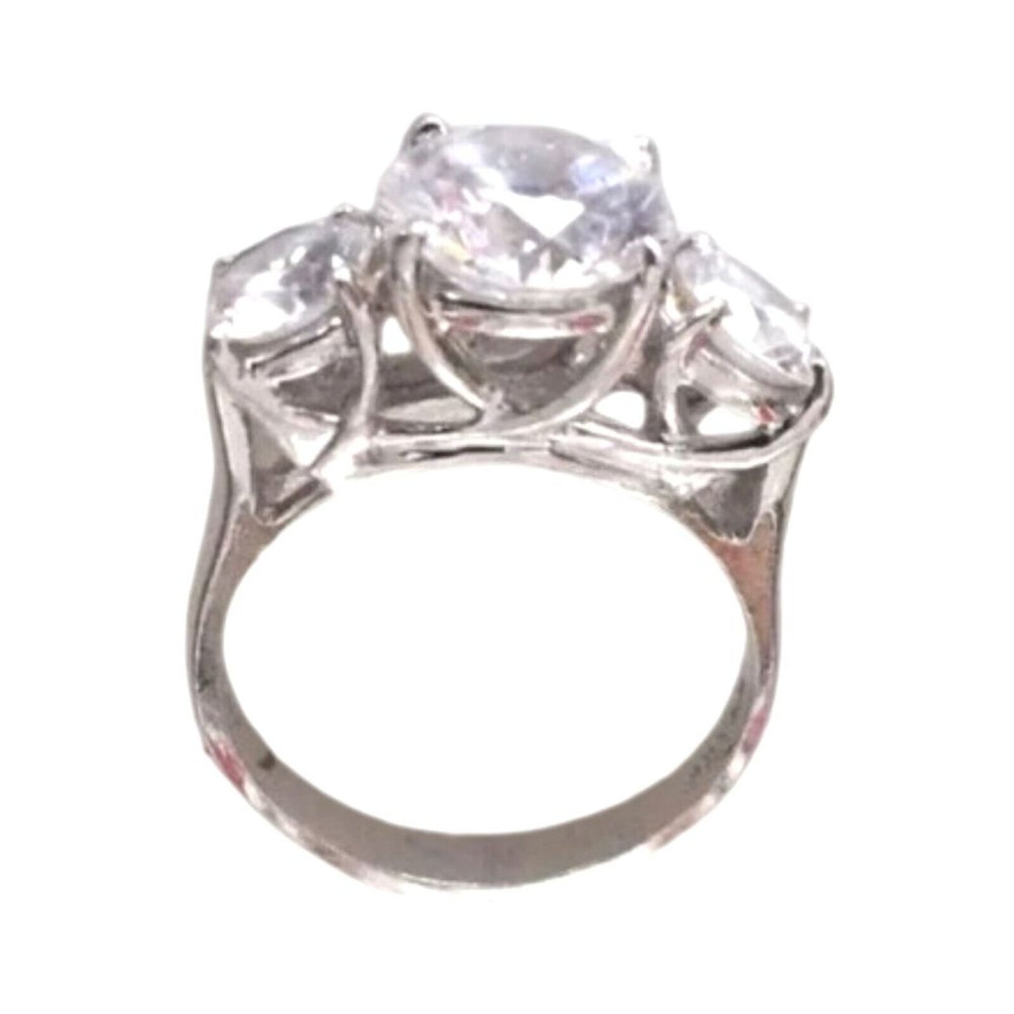 Women's Ring 6tcw 3 Round Cut CZ Cubic Zirconia Sterling Silver 925