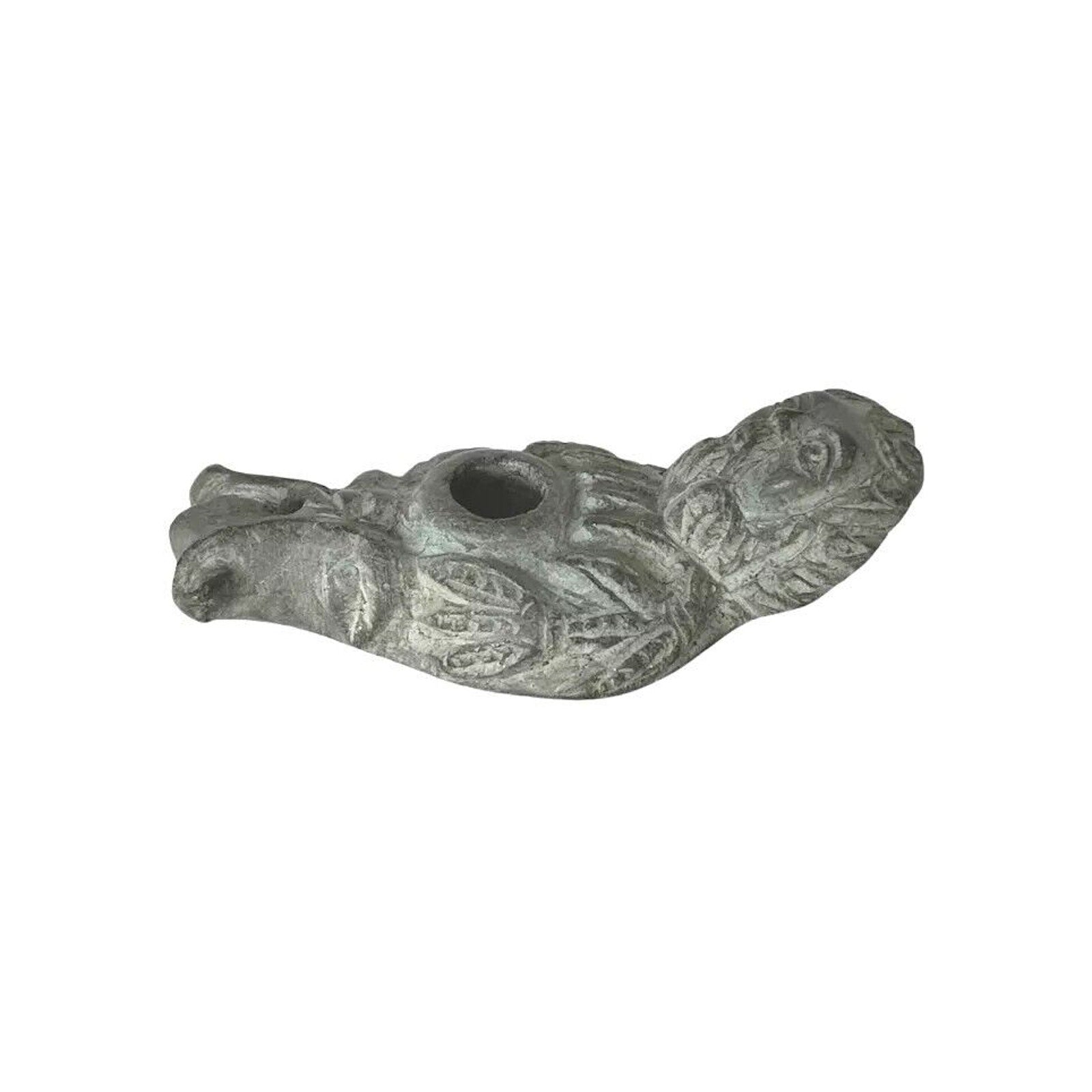 Rare Middle Eastern Oil Lamp Carved Figural Face Black Stone circa 200AD