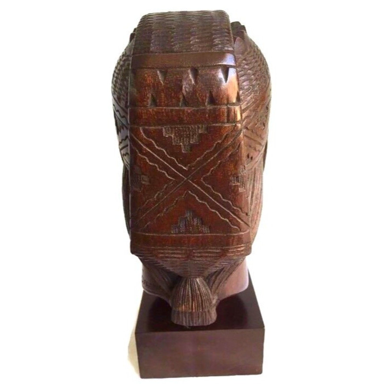 Antique Inca Warrior Statue Sculpture A. Saravia Peru Mahogany Wood Carving 1960