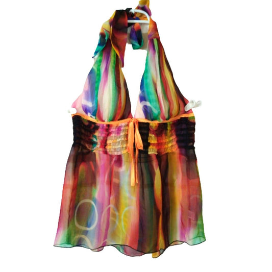 Lucy Paris Backless Tank Top T-Shirt (Size L)Large Multicolor