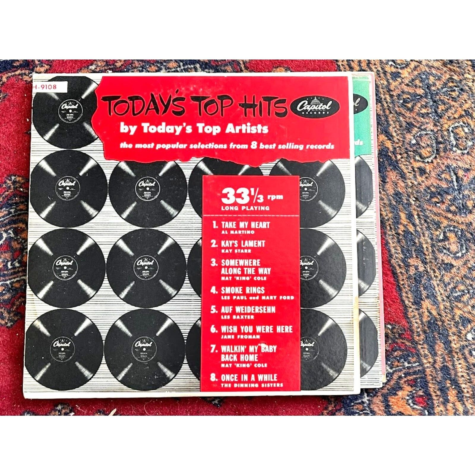 Today`s Top Hits By Todays Top Artists LP Vinyl 10`` Capitol H-9108 Vintage