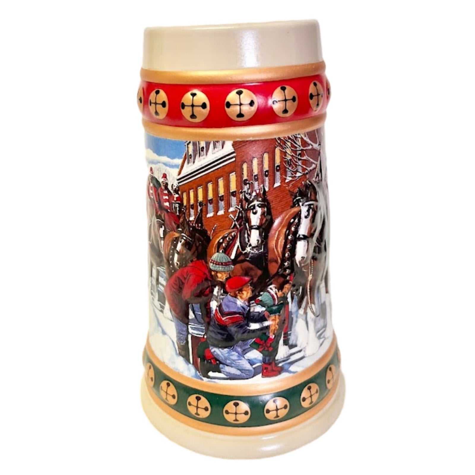 Vintage 1993 Anheuser Busch Budweiser Holiday Beer Stein Mug Cup Clydesdales