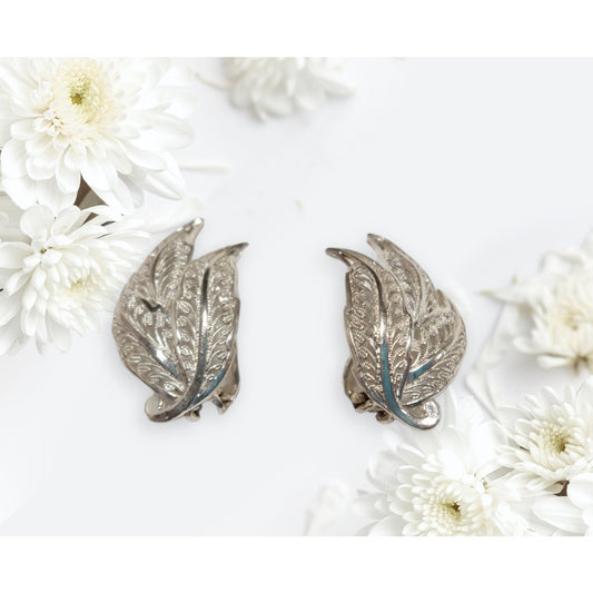 Vintage Alice Caviness Sterling Silver 925 Filigree Earrings Leaves Clip Vintage